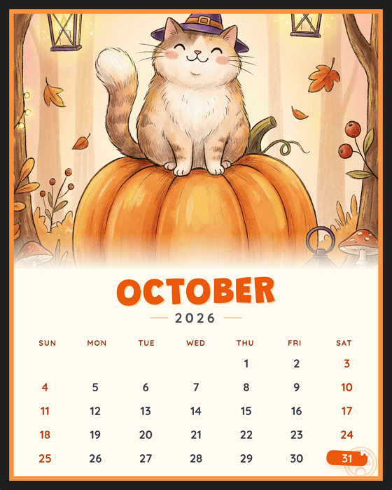 万圣节主题猫咪日历设计
