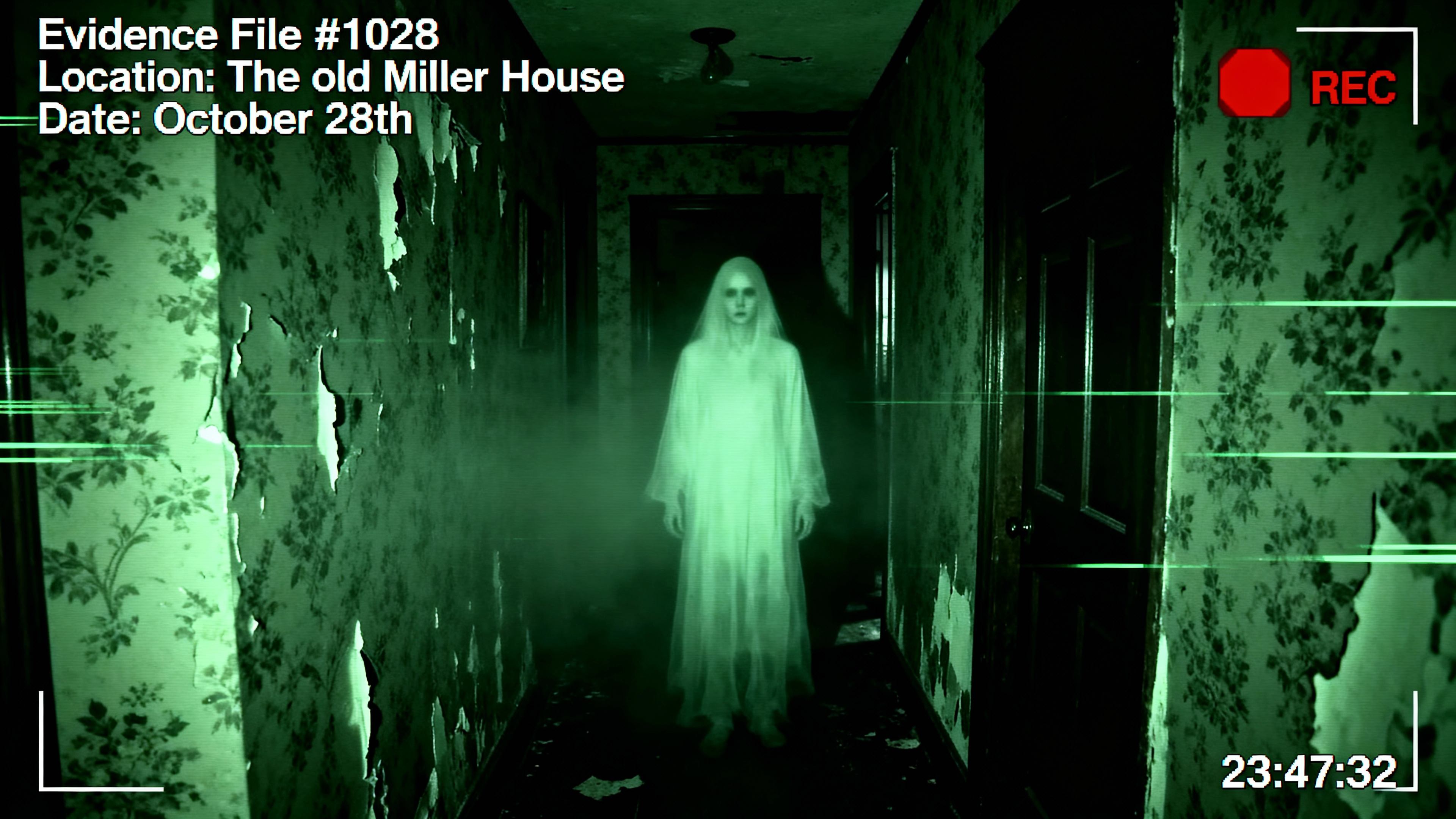 found footage style halloween invitation with ghost