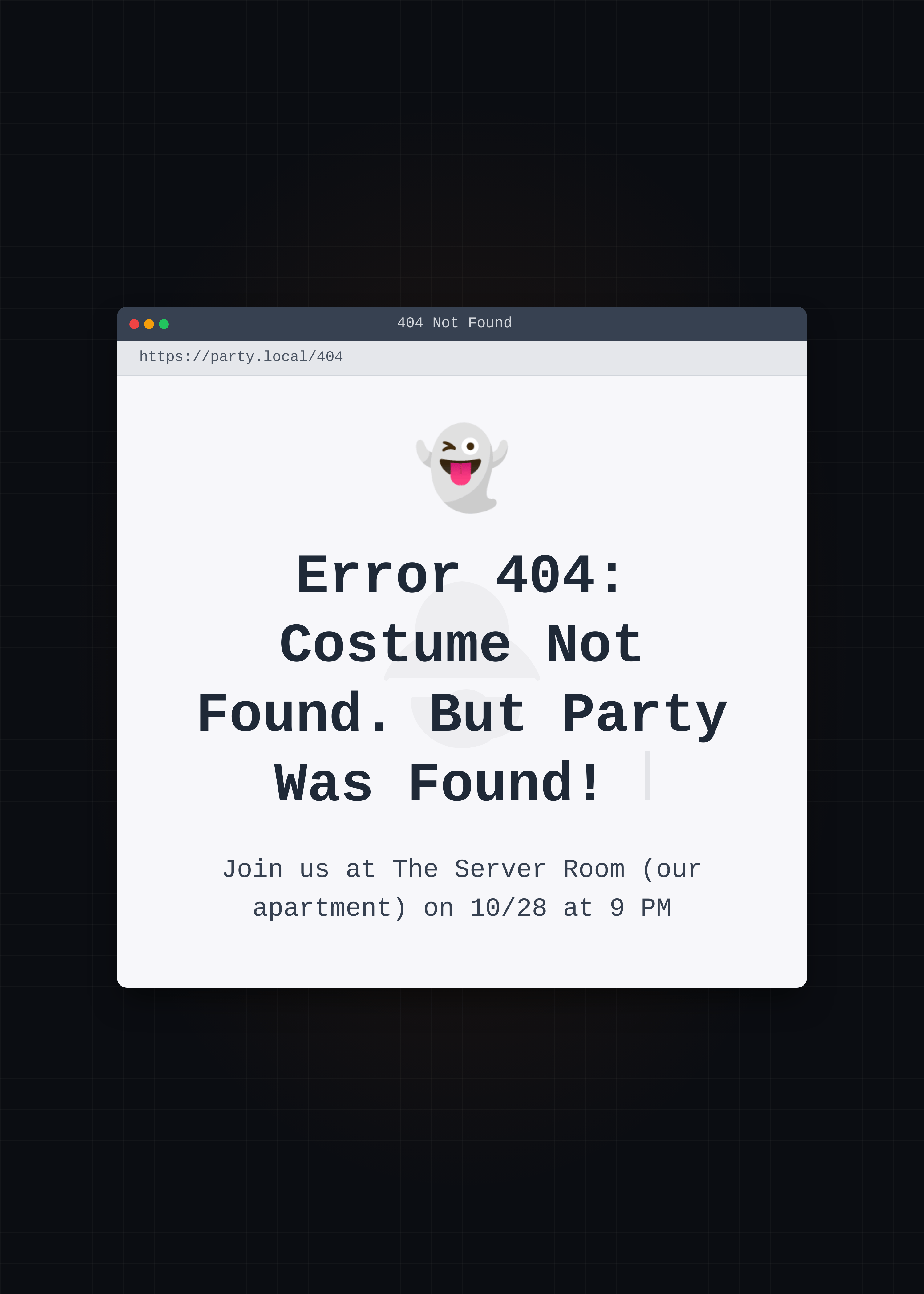 funny geeky 404 error halloween party invitation