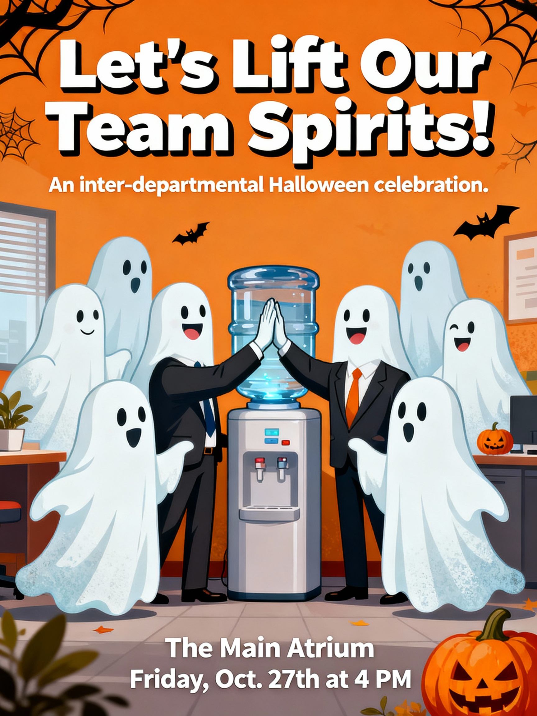 funny office halloween team building invitation with ghosts