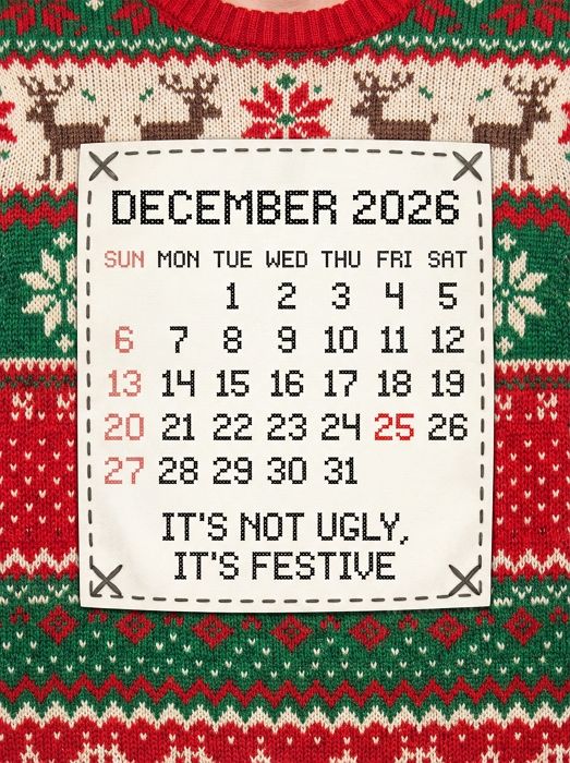 针织丑毛衣图案日历背景
