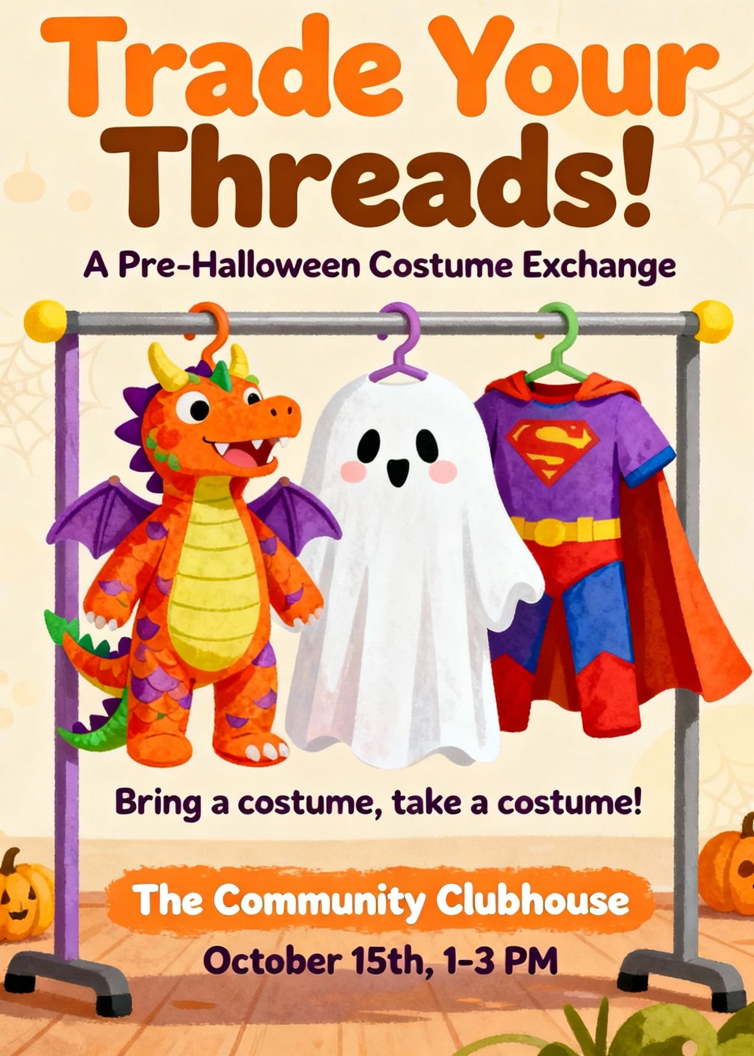 cute halloween costume exchange party invitation