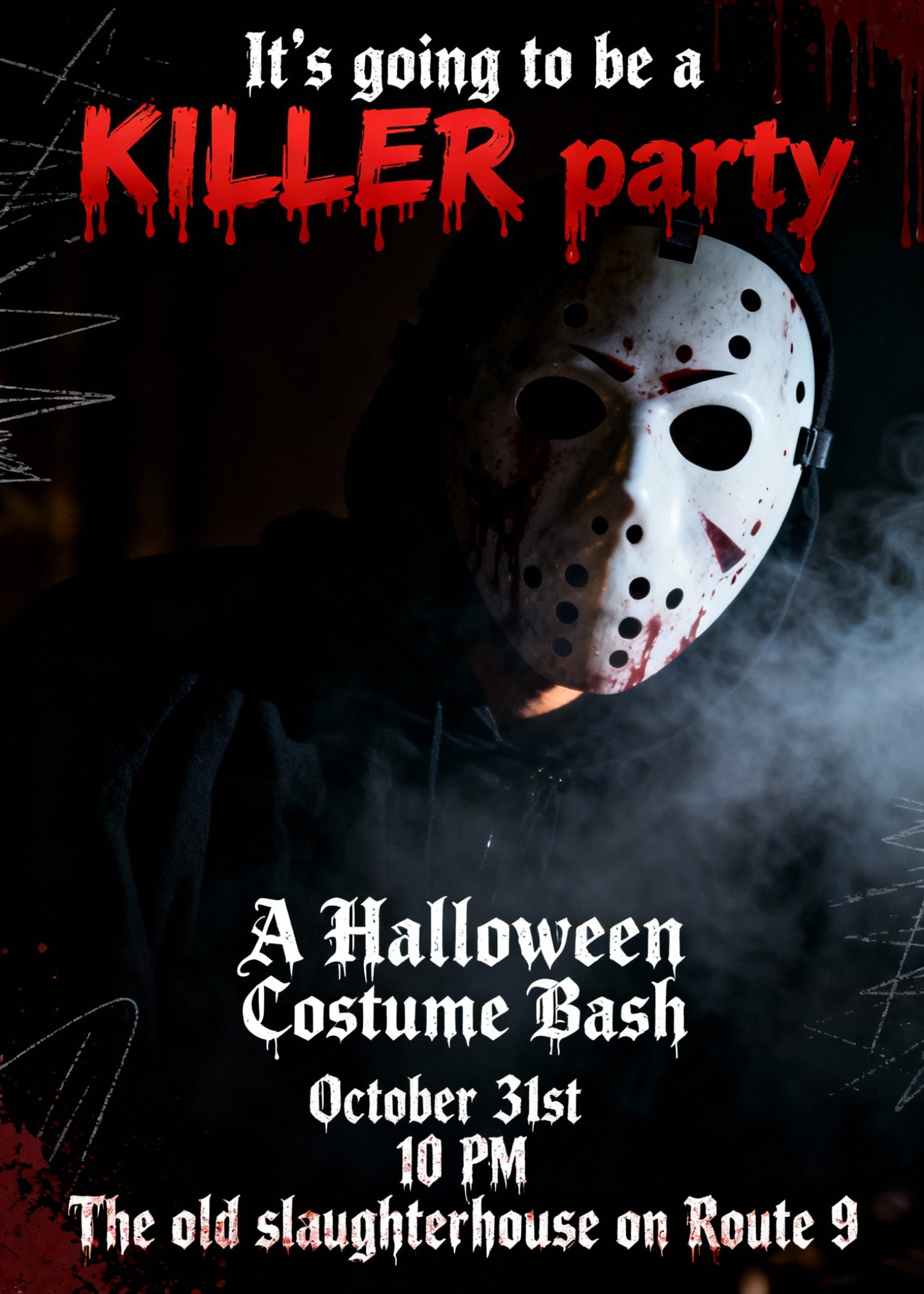 horror party invitation with a killer theme
