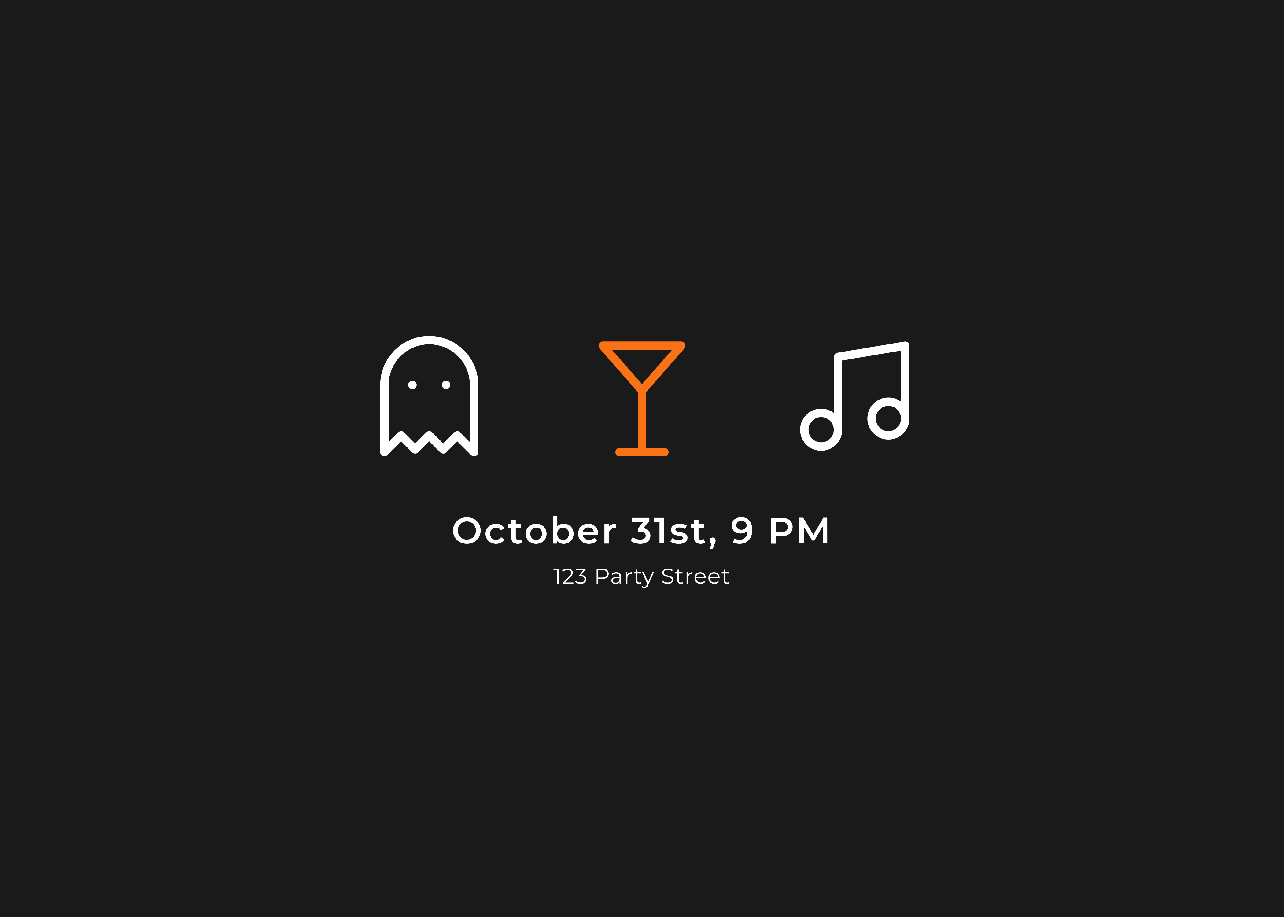 minimalist halloween invitation with icons