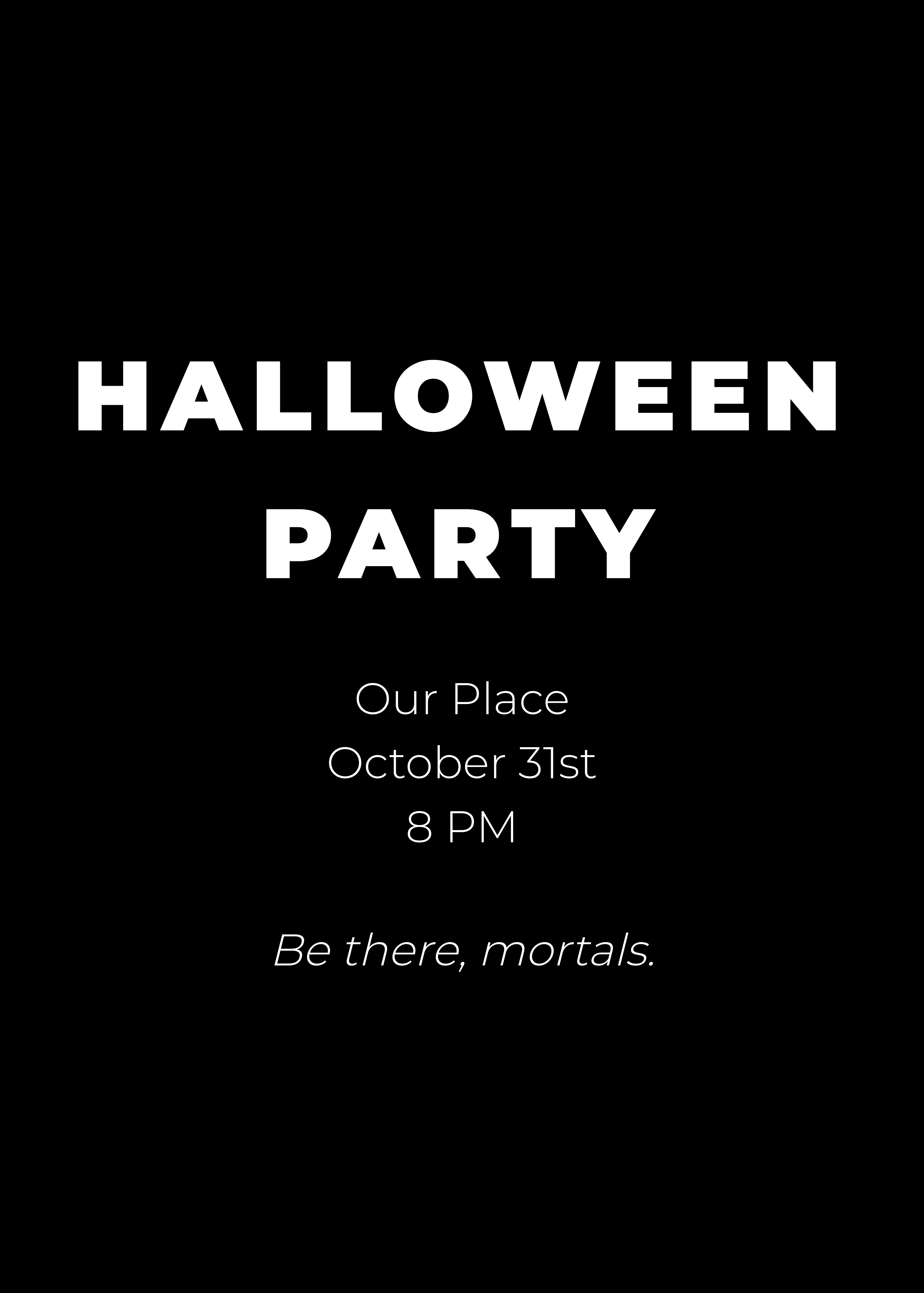 minimalist witty halloween invitation with simple text