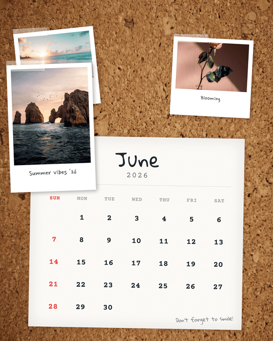 剪贴簿风格照片拼贴日历布局