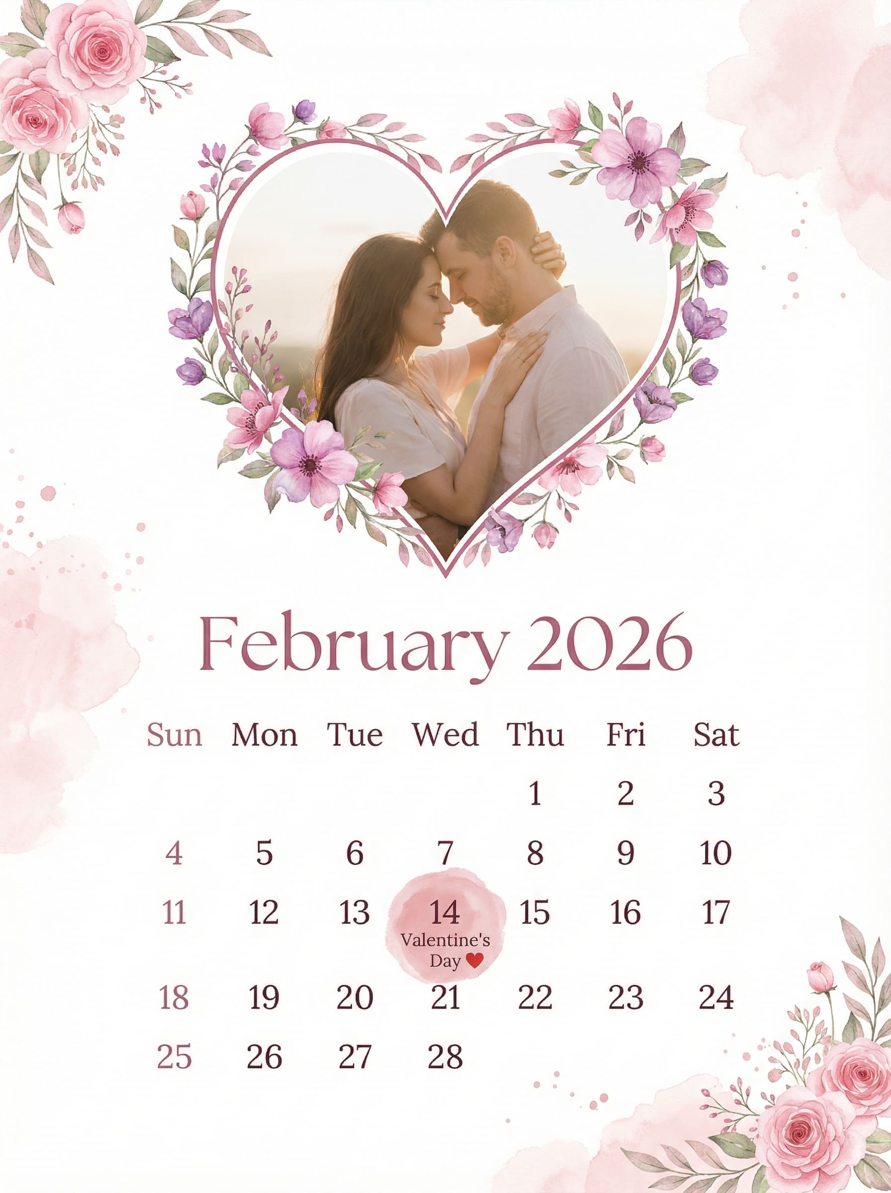 情侣浪漫心形主题日历