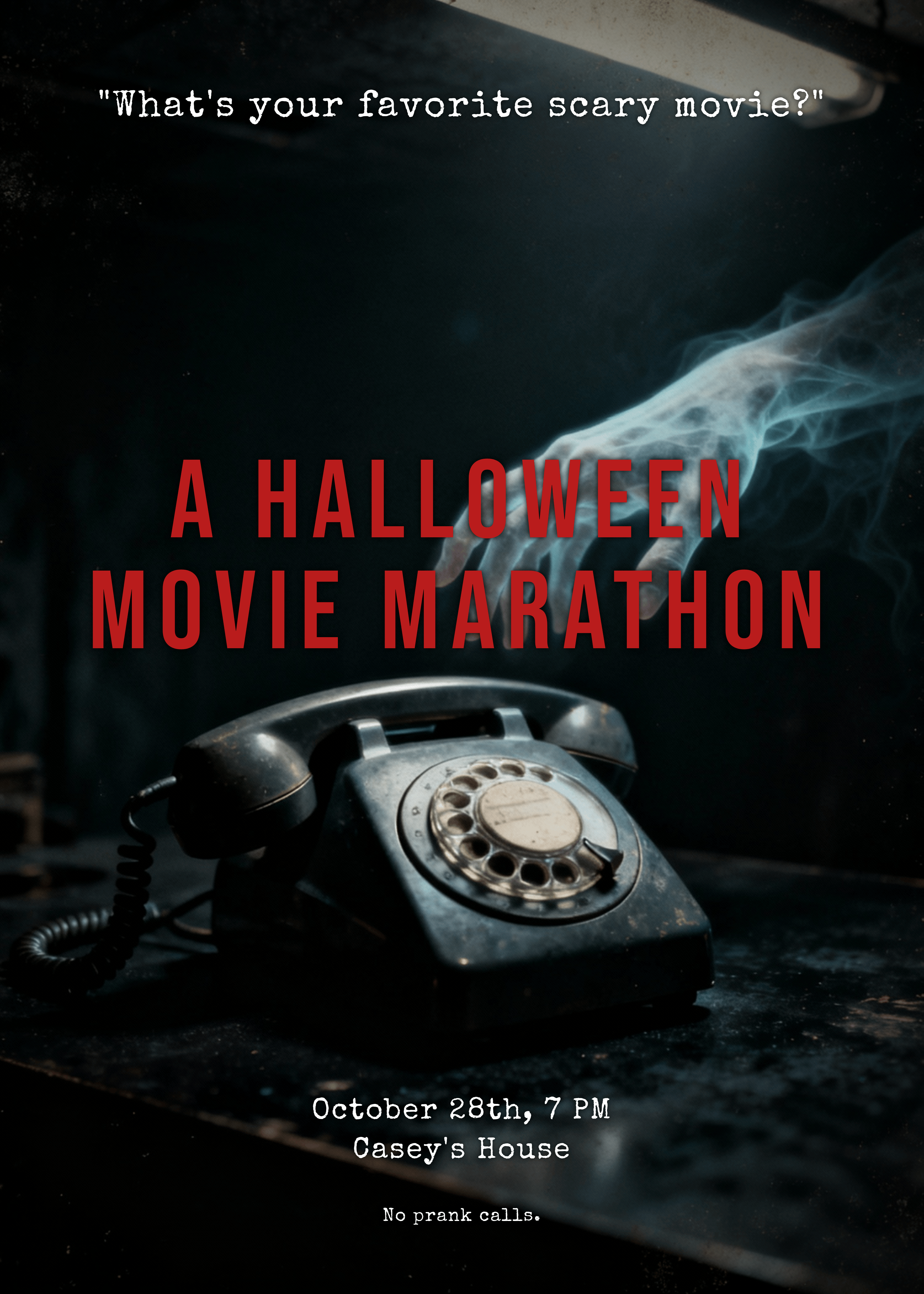 scary halloween invitation with a phone call theme
