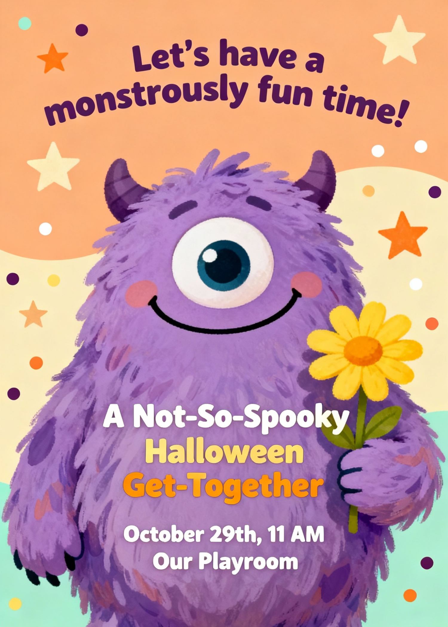 not-so-spooky halloween invitation for toddlers with monster