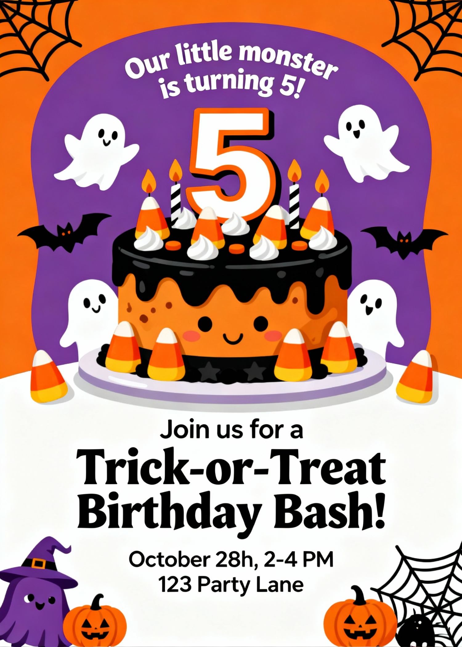 trick or treat birthday party invitation for kids