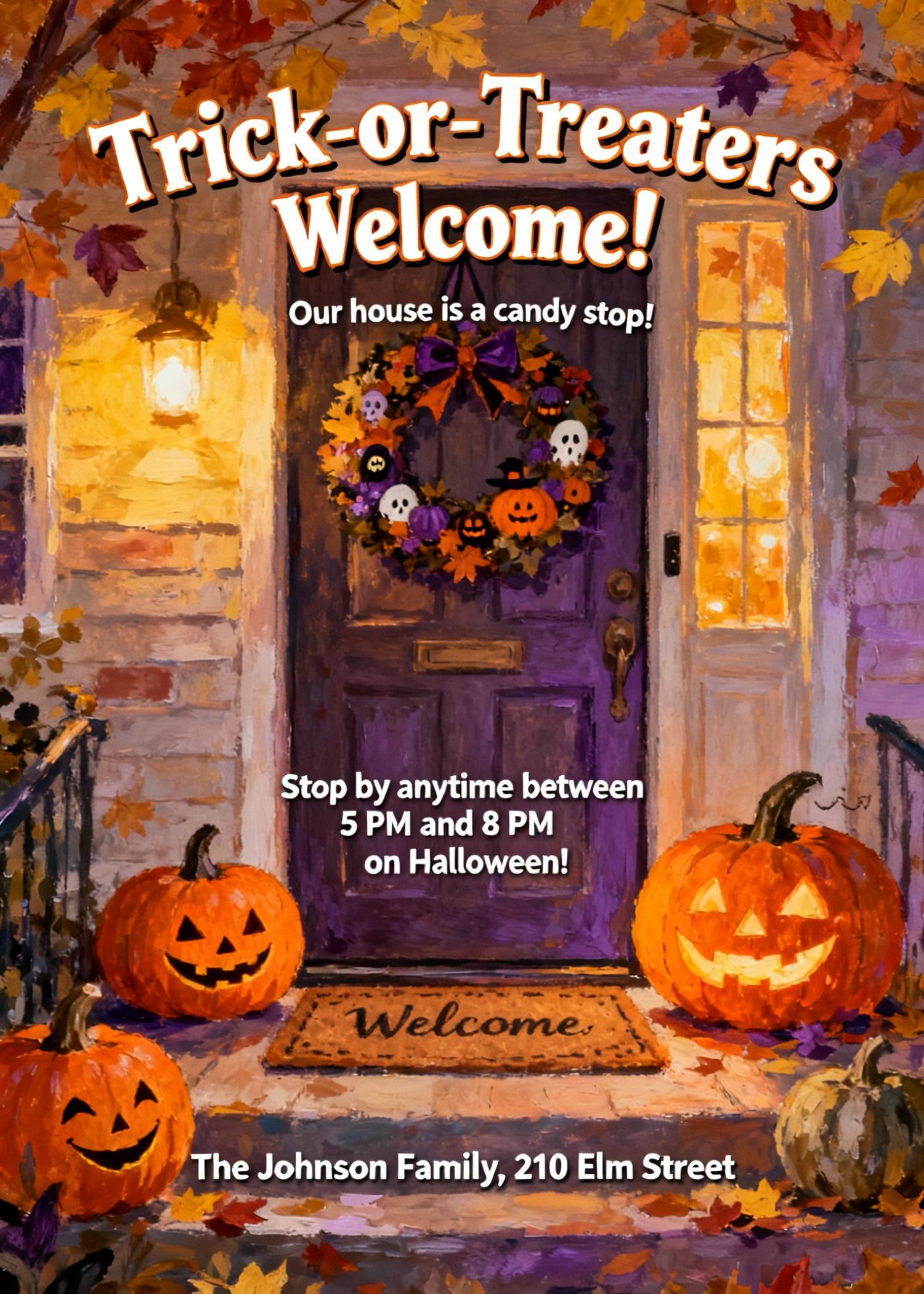 trick or treat open house invitation for neighbors