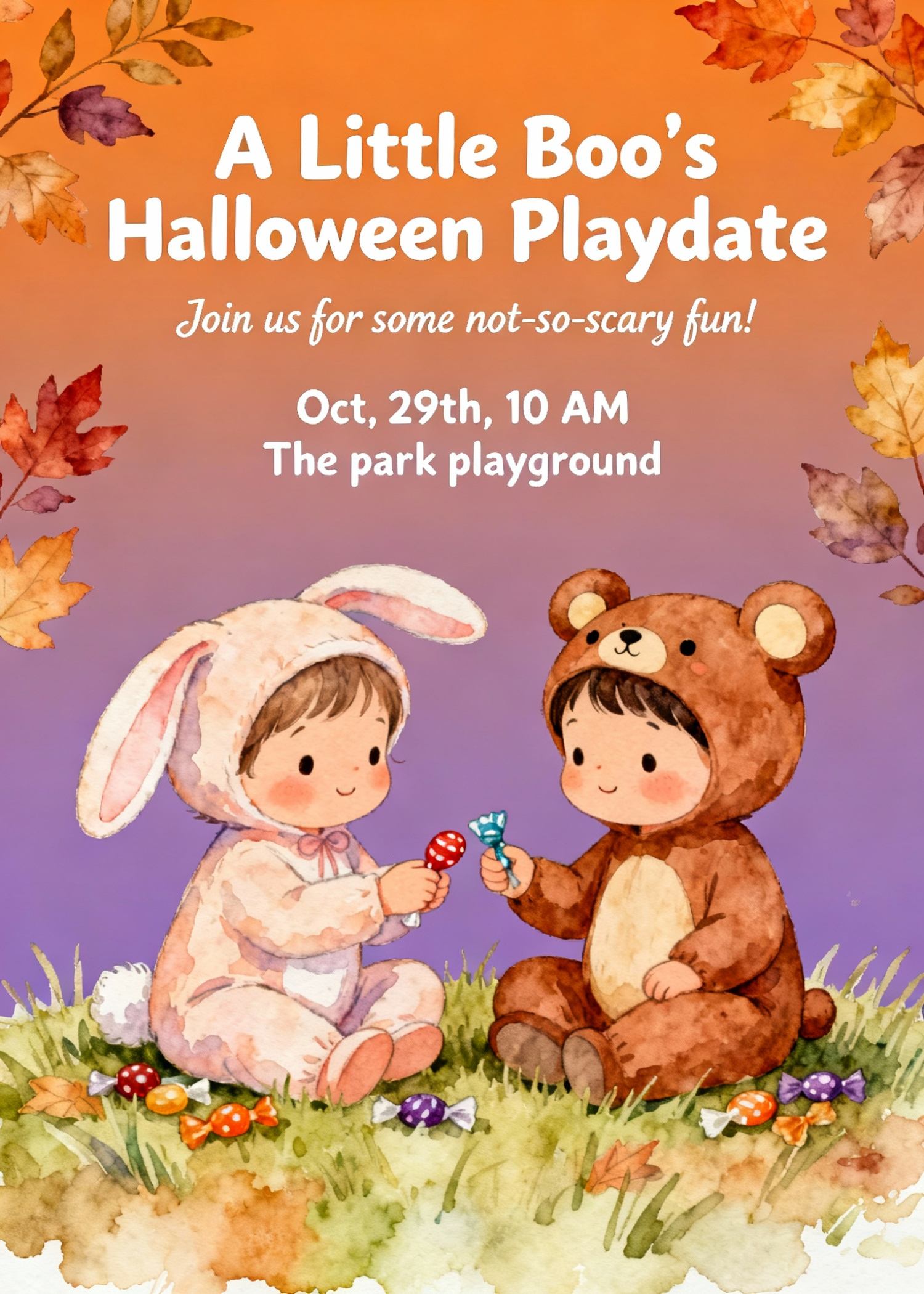 toddler trick or treat playdate invitation template