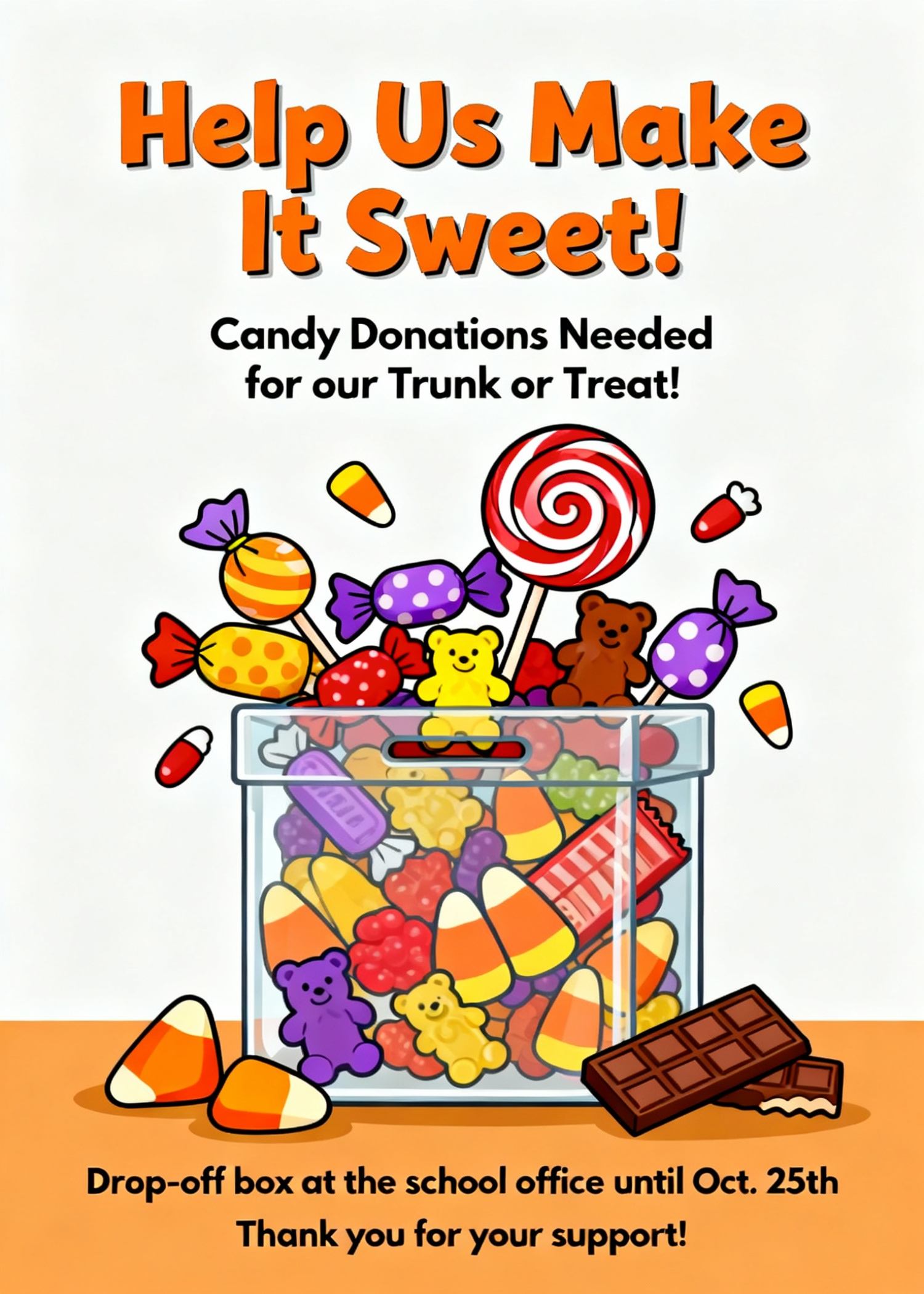trunk or treat candy donation drive flyer template