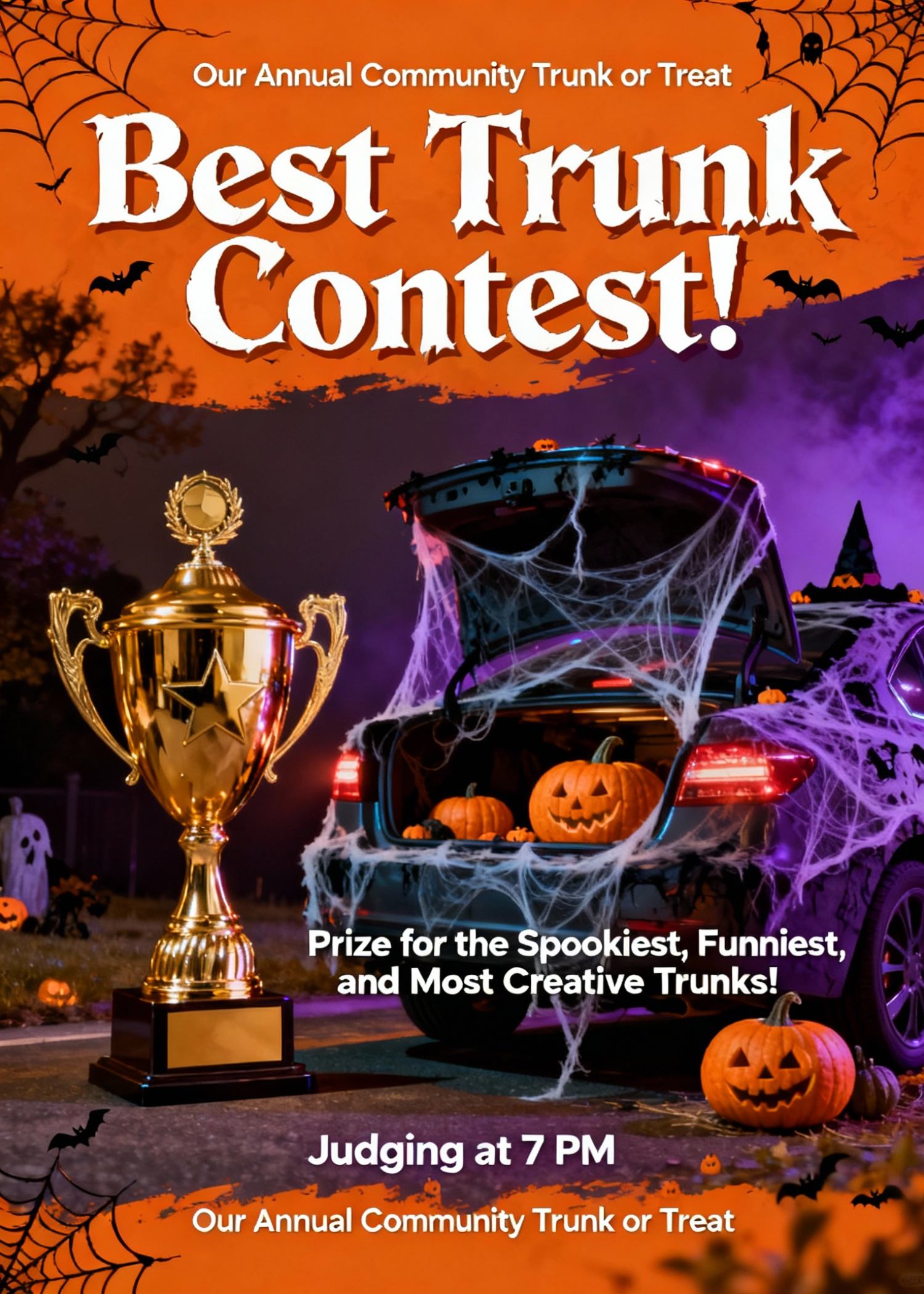 trunk or treat car decoration contest flyer template