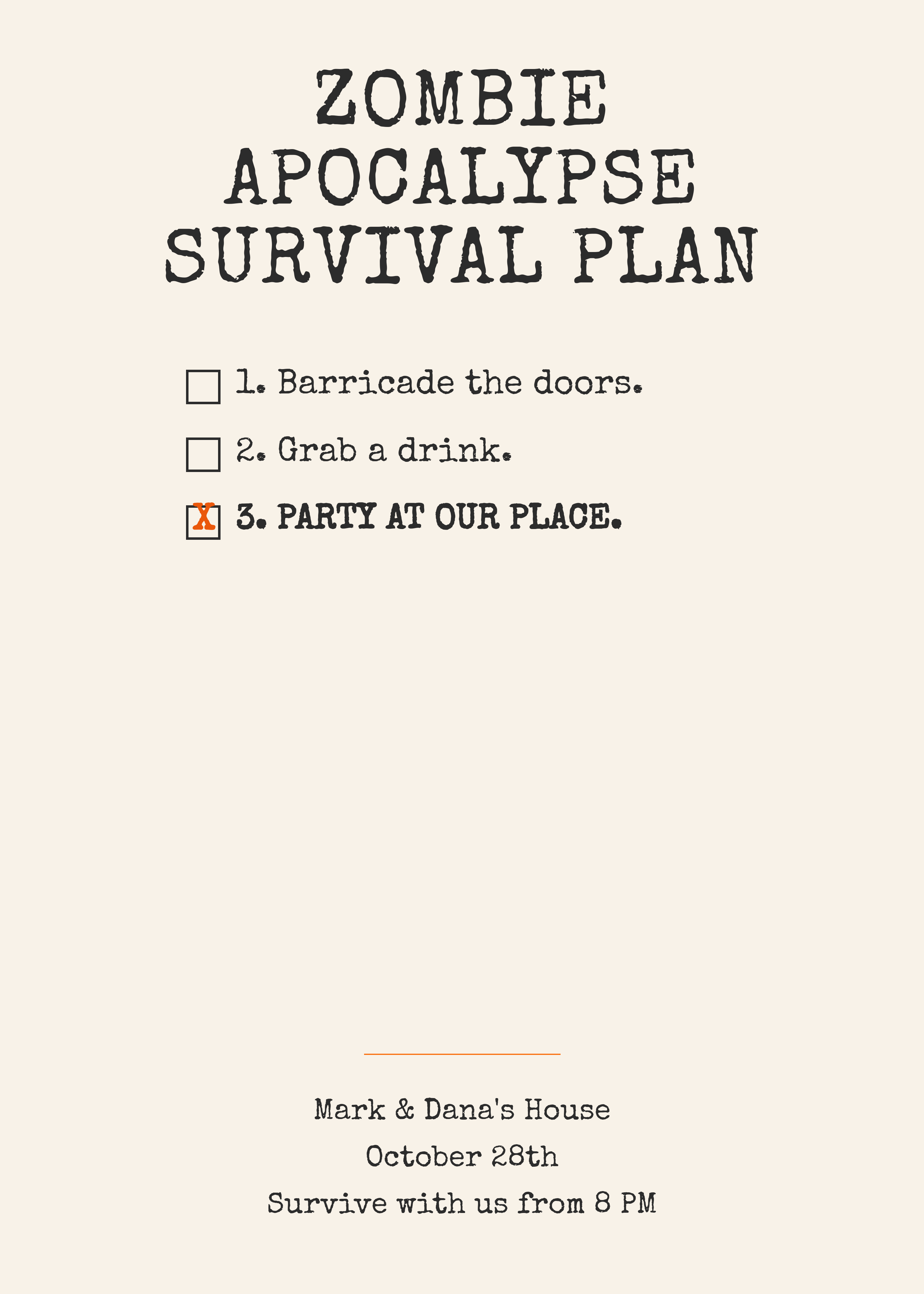 witty halloween invitation for adults zombie theme