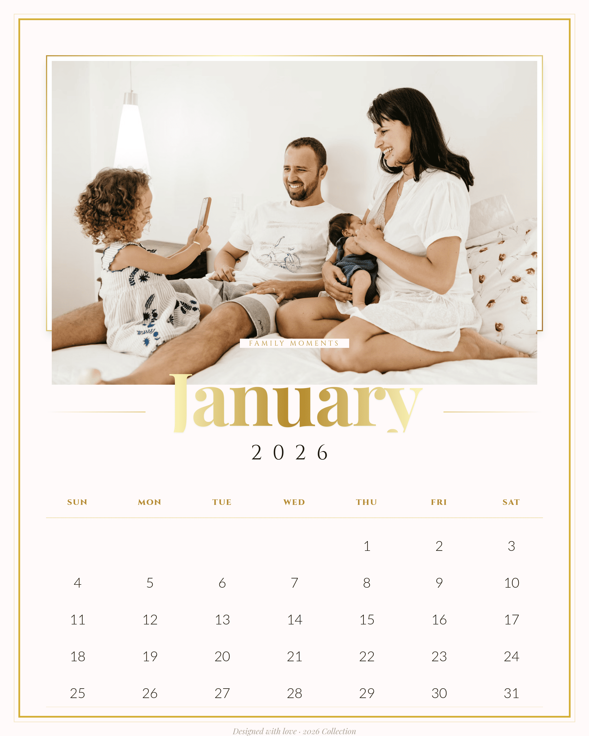 经典的家庭照片日历版式