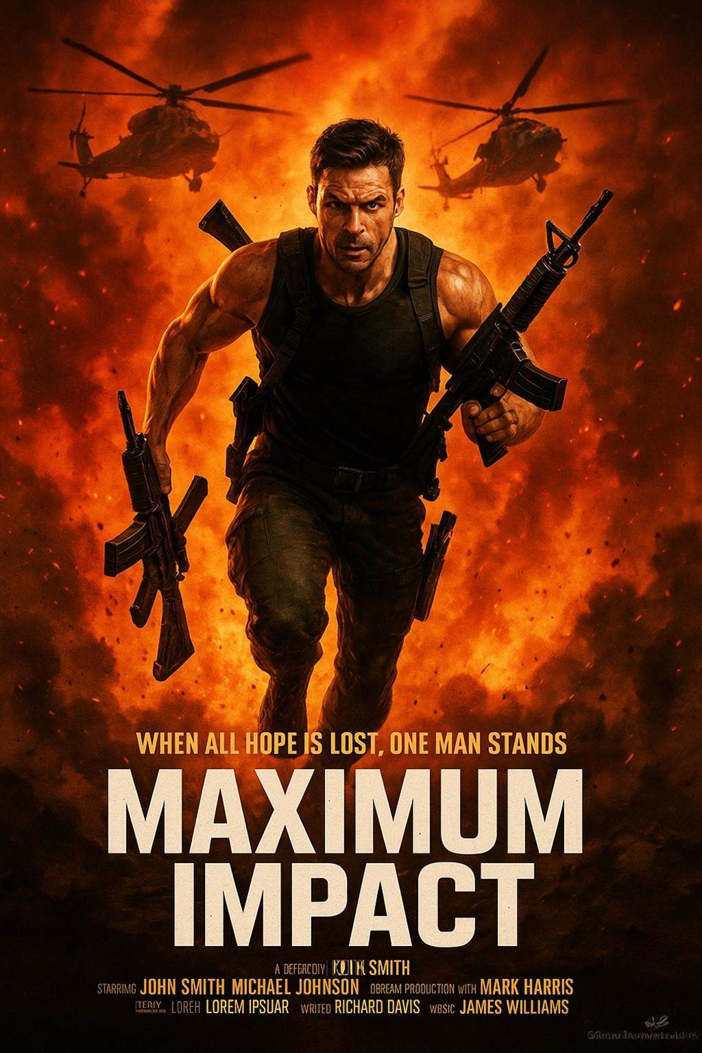ki action filmposter mit dynamischer komposition und energiegeladenen visuals
