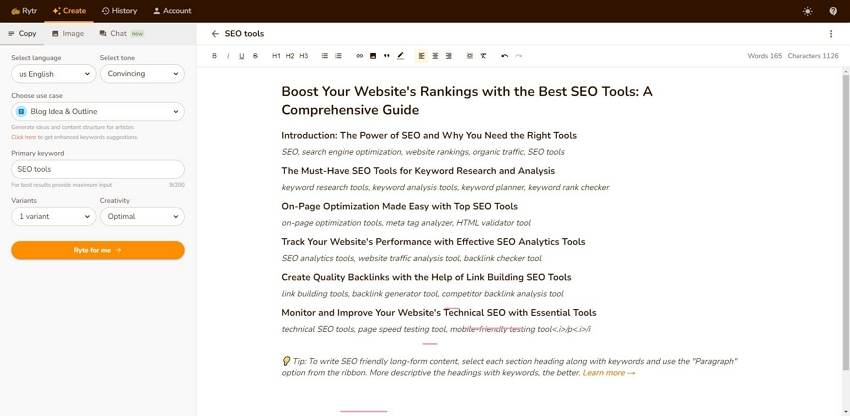 rytr ai social media post maker