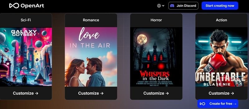 openart filmposter generator benutzeroberfläche mit verschiedenen ki modellen