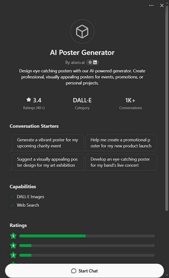 select a chatgpt poster generator plugin