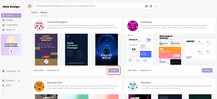 ki design agent für einstellungen auswählen