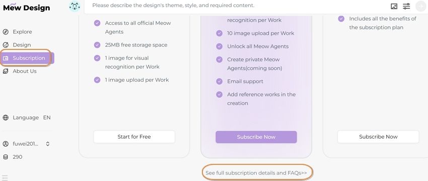 mew design plan and pricing