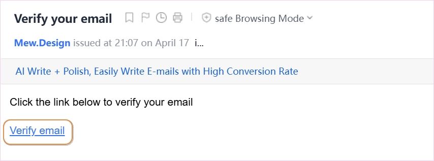 verify your email adress